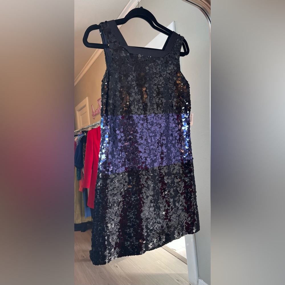 Vera Wang Black & Blue Sequin Dress Size 2